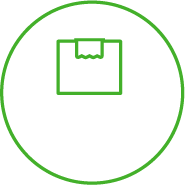 Item Sorting icon of green package on conveyor