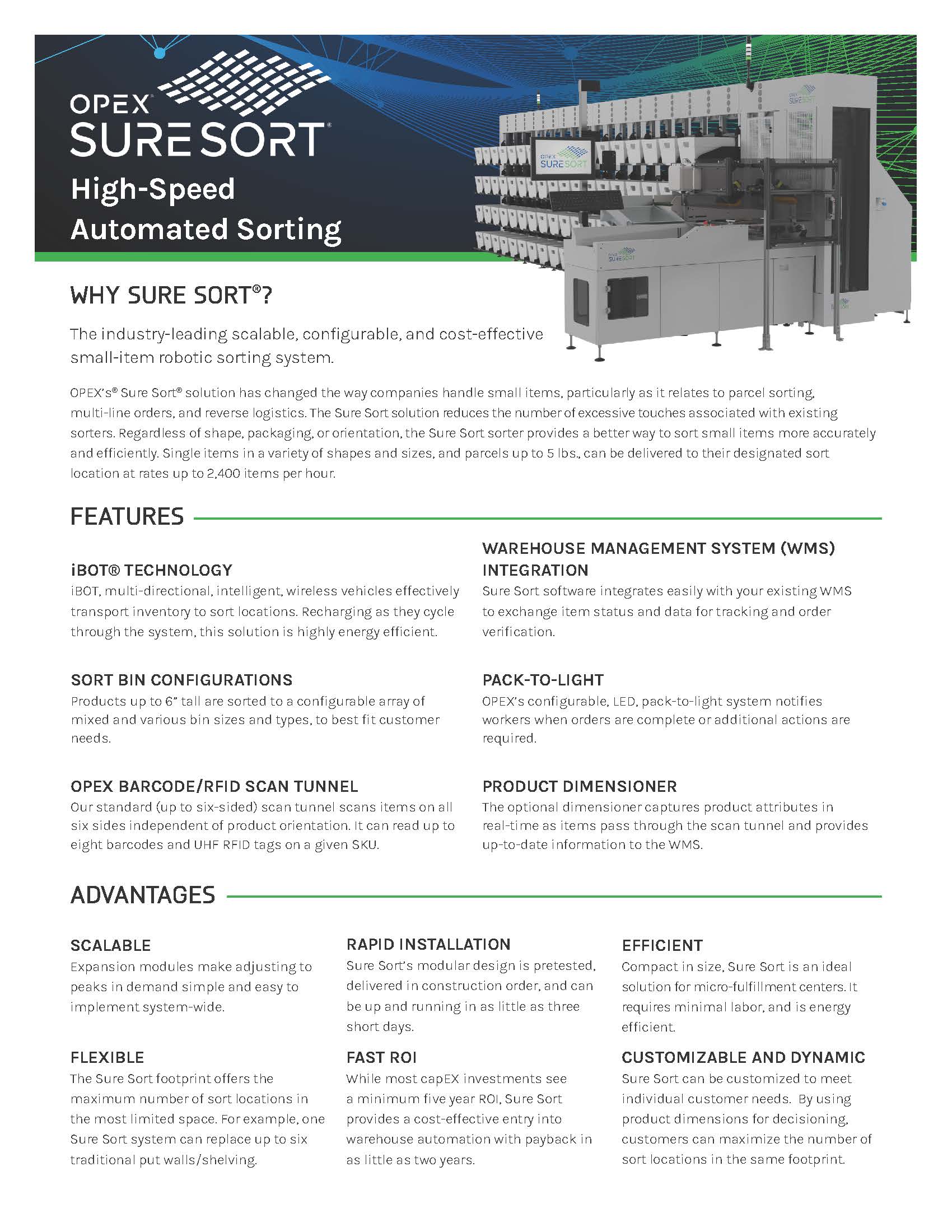 Sure Sort advanced spec sheet